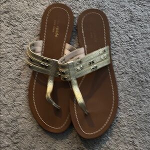 Kate Spade Gold and Brown Braided Sandals